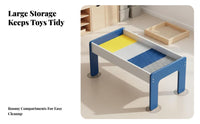 Multifunctional Building Block Table Solid Wood Construction Sand Play Table Educational Convertible Study Play Desk Child-Safe Design for Toddlers, Preschoolers, Parents, Kindergarten, Daycare Center, Classroom, Living Room