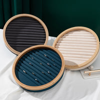 Bamboo Storage Tray with Lid, Large Capacity Ring Display Tray for Jewelry Counter