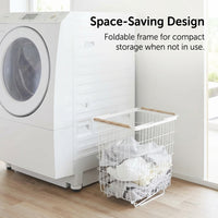 Laundry Basket Foldable with Iron Wire Frame for Dirty Clothes Storage, Washing for Bedroom and Bathroom, Hamper
