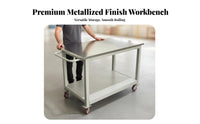 High Load Capacity Mobile Workbench Resistant Rolling Tool Table Easy to Clean Rolling Work Table for Warehouse Workers, DIY Enthusiasts, Factory, Repair Shop, Laboratory, Commercial Kitchen
