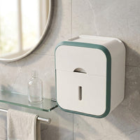 Bathroom Storage for Toilet Wipes and Tissue Box, Wall Mount Toilet Tissue and Paper Towel Dispenser, Double-Layer Tissue Roll Wipes Dispenser