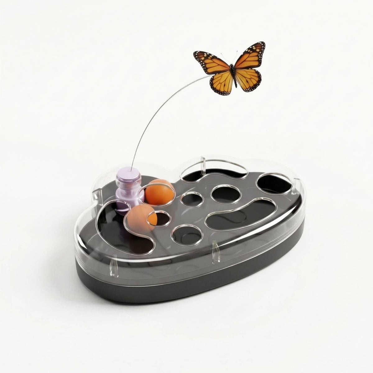 Cat Toy with Butterfly Rechargeable Cat Toy with Track Balls Multi Function for Solo Activity