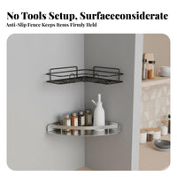 Adhesive Corner Holder Set Drill Installation Wire Corner Shelf No Wall Rack for Apartment Dwellers, Homeowners, Kitchen, RV, Countertop