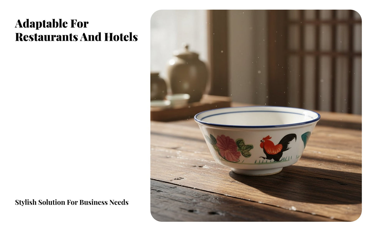 Vintage Ceramic Tableware Set, Rooster Pattern, Bowls and Plates for Restaurant, Hotel, Hot Pot