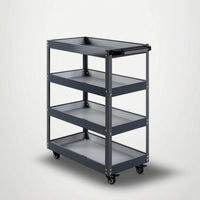 3-Tier Metal Utility Cart with Handle Heavy Duty Rolling Utility Cart Sturdy Long-Lasting for Mechanics, Beauticians, Garage, Workshop, Salon