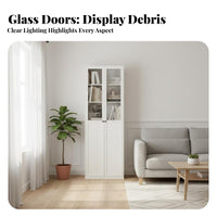 Minimalist Design Multi-Compartment Shelving Unit Tempered Glass Doors Modular Display Unit Large Capacity Bookcase Sturdy Construction for Collectors, Book Lovers, Office Workers, Living Room, Bedroom, Library, Playroom