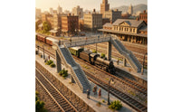 Miniature Model Overpass with Stairways Assembled Pedestrian Overpass for Train Stations