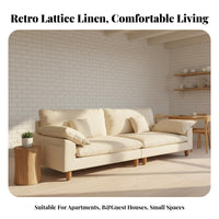 Down Feather Filled gridWeave Fabric Sofa mid-centurymid-century-era modern Modern design 3-Seater Deep Sofa Natural Wood Frame Living Room Seating Suits Small Spaces for Guesthouse Owners, Apartment Dwellers, Interior Design lovers, Lounge Area