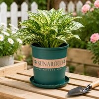 Large Size Outdoor Planter, Sturdy Synthetic Material Flower Pot, Dark Green for Balcony, No Saucer