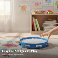Handheld Tunable Tambourine Child-Safe Percussion Instrument Develops Movement Skills Hand Drum Sturdy Frame for Preschoolers, Beginners, Early Education, Band Performance, Classroom, Group Play