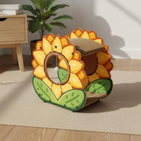 Multi-Functional Floral Cat Scratcher House Saves Furniture 2-Tier Cardboard Cat Lounger Extra Large Corrugated Scratching Pad Tool-No-Tools Assembly for Multiple Cats, Kittens