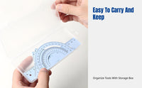 Metal Ruler Set, Wave Ruler, Triangle Ruler, Protractor, Student Exam Measurement Tools, Storage Box