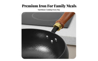 Scale Pattern Scale Pattern Wok Naturally Nonstick Flat Bottom Wok Iron Stir Fry Pan Even Heating Uncoated Skillet Pre-Seasoned