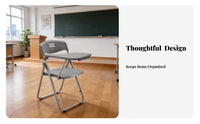 Foldable Design Folding Chair with Writing Tablet long-lasting Frame Training Chair with Tablet supportrest Sturdy Construction Institutional Furniture No Assembly Required for Trainees, event Planners, educational sessionroom