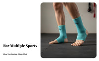 Ventilated Heel Design Muay Thai Ankle Guard Abrasion Protection Sanda Instep Guard Breathable Material Kickboxing Ankle Support Lightweight for Kickboxers, Combat Artists, Competition, Sparring, Training, Workout