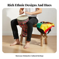 Beginner Friendly Djembe Drum Goatskin Drumhead Rope-Tuned Djembe Goat Skin Head Percussion Instrument Rich Resonant Sound for Beginners, Musicians, Live Performances, Jam Sessions, Outdoor Gatherim, Travel