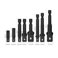 8 Pieces CR-V Steel Hex Shank Square Drive Adapter Forged Metal Hex to Square Adapter Anti-Detachment Stepped Shaft