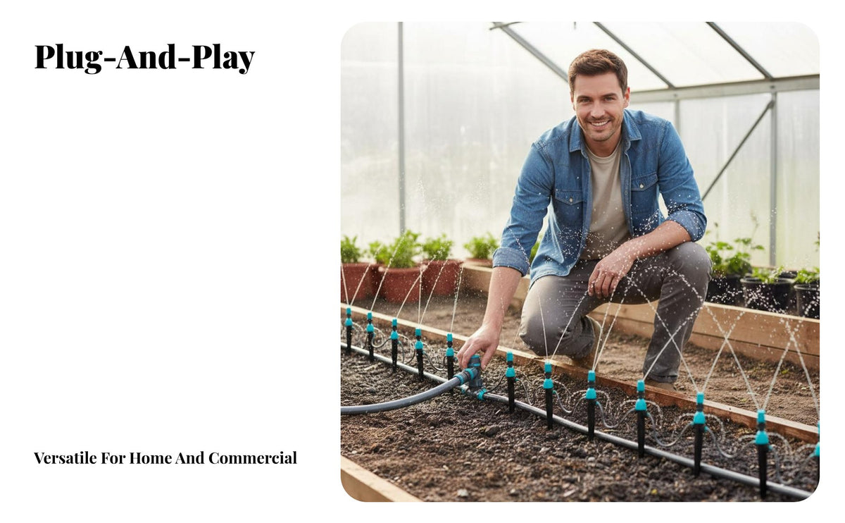 Drip Irrigation Kit Quick Connect Automatic Plant Watering System Adjustable Water Output Automatic Irrigation Equipment for Gardeners, Greenhouse