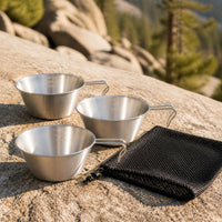 Stainless Steel Sierra Bowl Set for Camping & Outdoor Picnics - Portable Dinnerware with Storage Bag