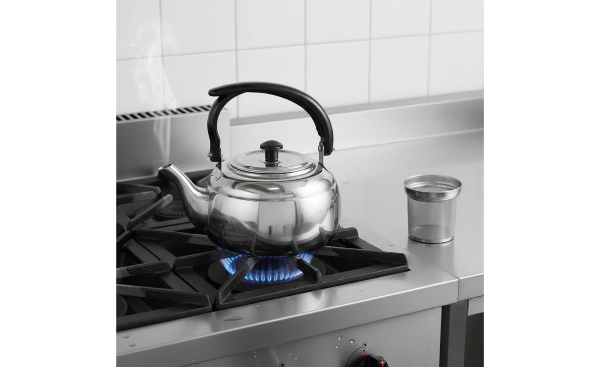 Stainless Steel Teapot All Heating Sources Stainless Metal Pot Rust Resistant Cooktop Stovetop Tea Kettle for Restaurant, Hotel, Cafe