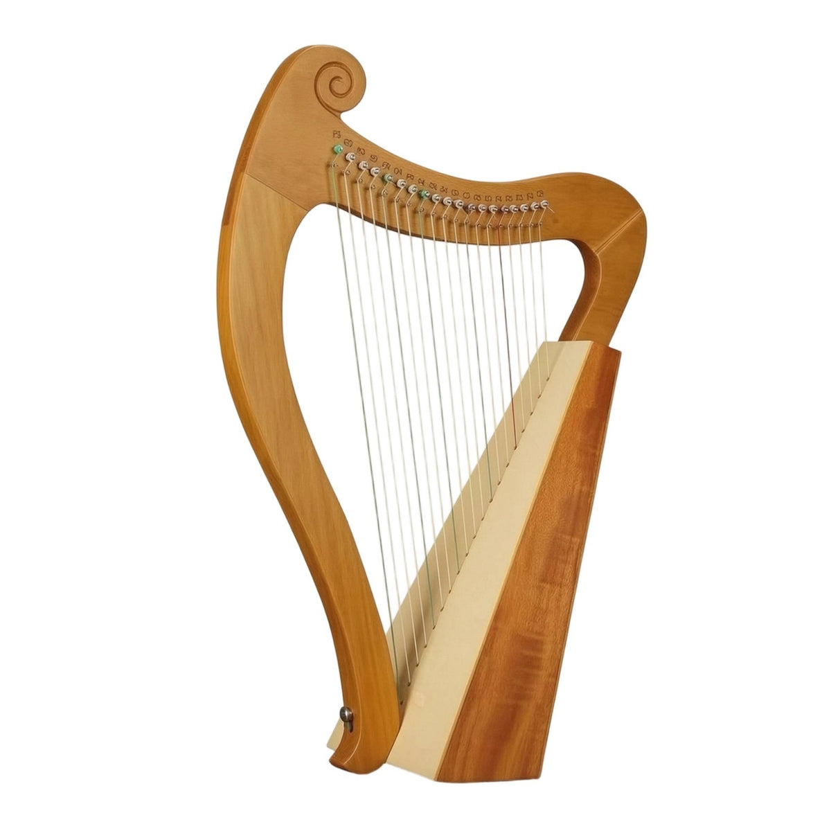 Natural Wood 19-String Lyre Harp Polished 19-String Lyre Vertical Stringed Instrument Compact for Beginners, Students, Music Practice, Home Display
