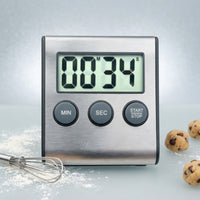1 Piece Cooking Timer Digital Magnetic Countdown Timer Stainless Steel Kitchen Timer Timekeeping Device Large Display Alarm Timer Suitable for Classroom Kitchen Study Session