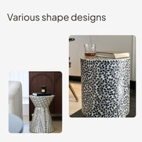 Handmade Shell Inlay Accent Table, Artistic Design