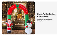 Santa Snowman Arch Red and Green Christmas Arch Inflatable Snowflake Pattern Bow Top