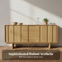 Wooden Sideboard with Drawers Solid Hardwood Living Room Storage Cabinet Sturdy & Stable Entryway Console Cabinet for Families, Hallway, Bedroom