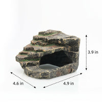 Realistic Rock Aquarium Cave and Turtle Basking Perch, Resin Hollow Hideout House for Turtles, Textured Climbing Surface and Hiding Cave