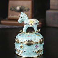 Horse Trinket Box Embossed Jewelry Box with Horse Decorative Gift for Dresser, Vanity
