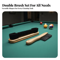 2 Pieces Pool Table Cleaning Kit Sturdy Wood Handles Wooden Billiard Brushes Game Room Accessory Quick & Simple Cleanup