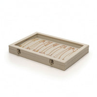 Dustproof Jewelry Box with Glass Lid Slim Jewelry Organizer Box Slim-Line Clear for Dresser, Vanity