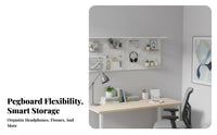 Space-Saving Rail-Mounted Pegboard System Customizable Layout Organizer Rack adaptable Use Household Storage Modern aesthetic for DIY aficionados, Homeowners, Students, Study Room, Home Office, Bedroom, Kitchen