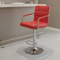 Adjustable Height Bar Stool Padded Seat Adjustable Swivel Bar Stool Certified Gas Lift Faux Leather Kitchen Island Chair for Reception Desk
