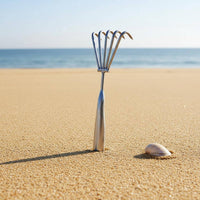 Clam Digging Rake Multi-Functional Beach Foraging Hand Tool Heavy Duty Stainless Steel Seafood Claw for Beachcombers, Outdoor