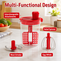 Vegetable Chopper 500ml, Manual Food Puree Maker with Crank Handle, Compact Chopper for Campers & Student Food Prep