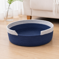 Pet Bed Blends with Interior Cotton Rope Cat Bed Dog Bed With Handle Lightweight 38x38x12cm