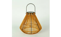Hanging Solar Lantern Natural Rattan Lantern Large for Patio, Porch
