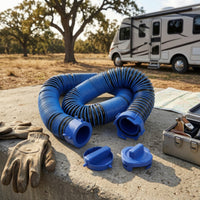 Easy to Use Flexible Drain Hose with End Caps Lightweight Corrugated Drain Hose Compact Corrugated Pipe Cap Nonperforated for RV Owners, Campsite Hookup