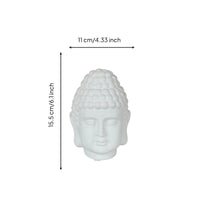 Matte White Ceramic Buddha Head Easy to Clean Buddha Head Statue Simple Bust Sculpted for Desk