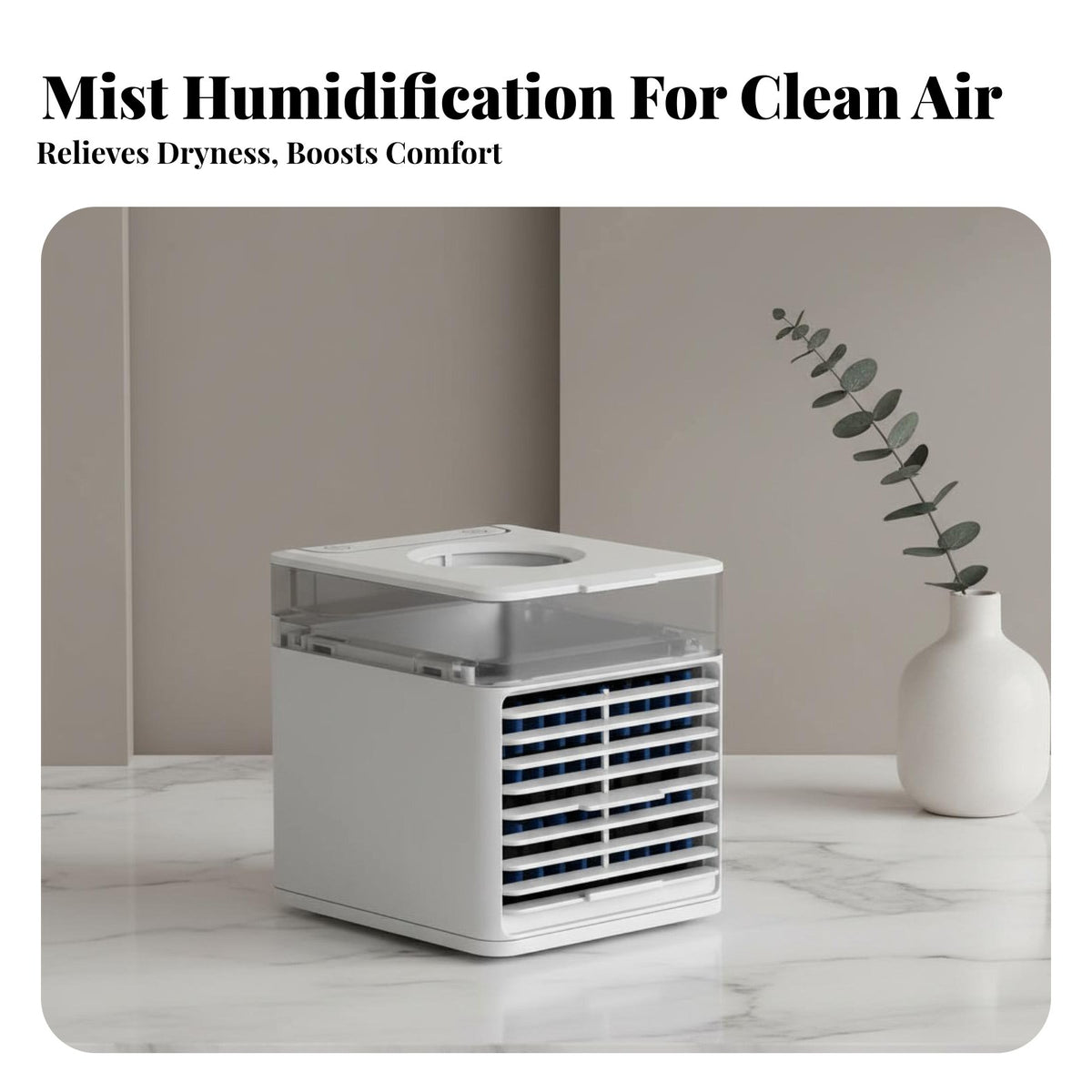 Portable Air Chiller Fan Variable Fan Speeds Settings Personal Air Chiller Quiet Water-Based Misting Fan for Students, Office Workers, Bedroom