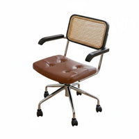 Vintage design Cane posterior rotating Chair Height Adjustable Office Furniture Wheeled Base Computer Seat Ergonomic Design for Home Workers, Students, Executives, Study Room, Bedroom