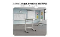Soft Seat Cushion Student Desk and Chair Set Child-Safe Design School Desk with Chair Sturdy Construction Single Student Study Table Set Anti-Slip Feet for Students, Teenagers, Girls, Training Center, Distance Learning, Bedroom, Drawing