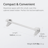 Bedroom & Kitchen Towel Rail, Stainless Steel Over the Door Bar for Students, No-Drill Hanger for Cabinet Storage, Drying Rack