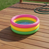 Colorful Rainbow Inflatable Pool Multicolor Round Inflatable Pool Summer Fun Rainbow Play Hub Sturdy for Backyard