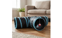 T-Shaped Feline Tunnel 80 Cm Long Crinkly Feline Tunnel Pet Toy Lightweight Cylindrical Openings for Indoor Play