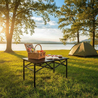 Compact Folding Table Foldable Collapsible Slat Table Roll-up Top for Travelers