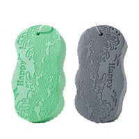 2 Pieces Embossed Body Scrub Sponge Water-Absorbing PVA Scrub Sponge Textured Bath Loofah with Hanging Loop Soft for Shower