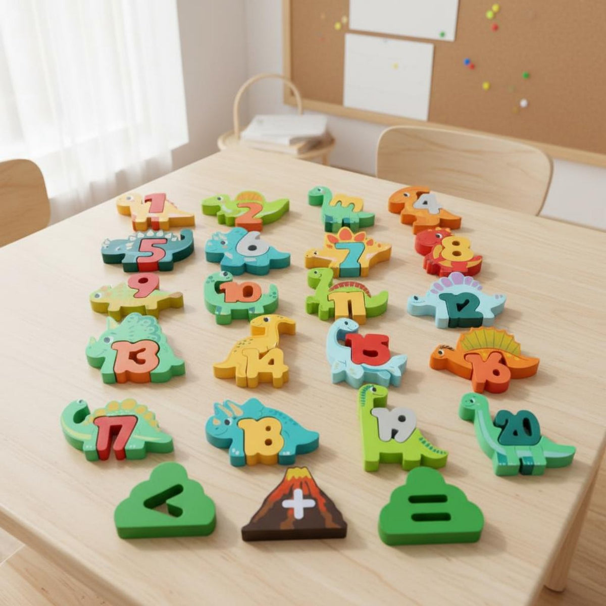 Number Recognition Puzzle Early Education Dinosaur Counting Blocks Cognitive Development Animal Letter Matching Toy for Preschoolers, Children 3++